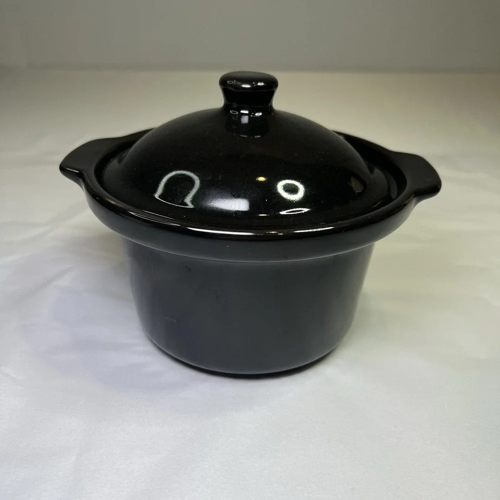 Small Black Ceramic Cooker Crock Pot Oval Replacement‎ CROCK With Lid  Excellent